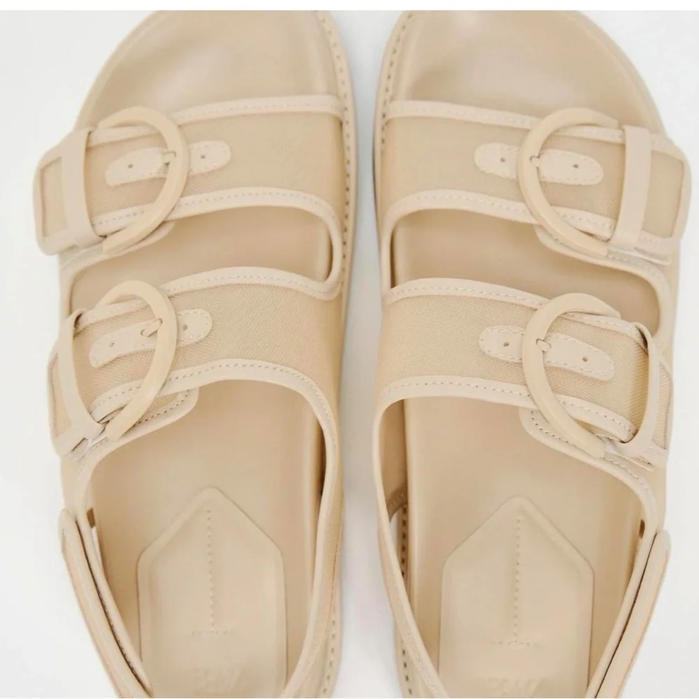 ZARA BUCKLED FLAT MESH SANDALS